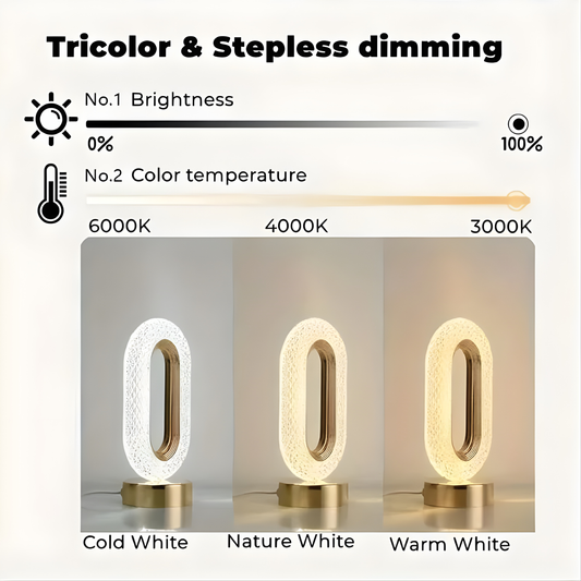 3D Oval Crystal Table Lamp Office USB Charging Night Light for Bedroom Living Room Party Decoration Creative Lamp