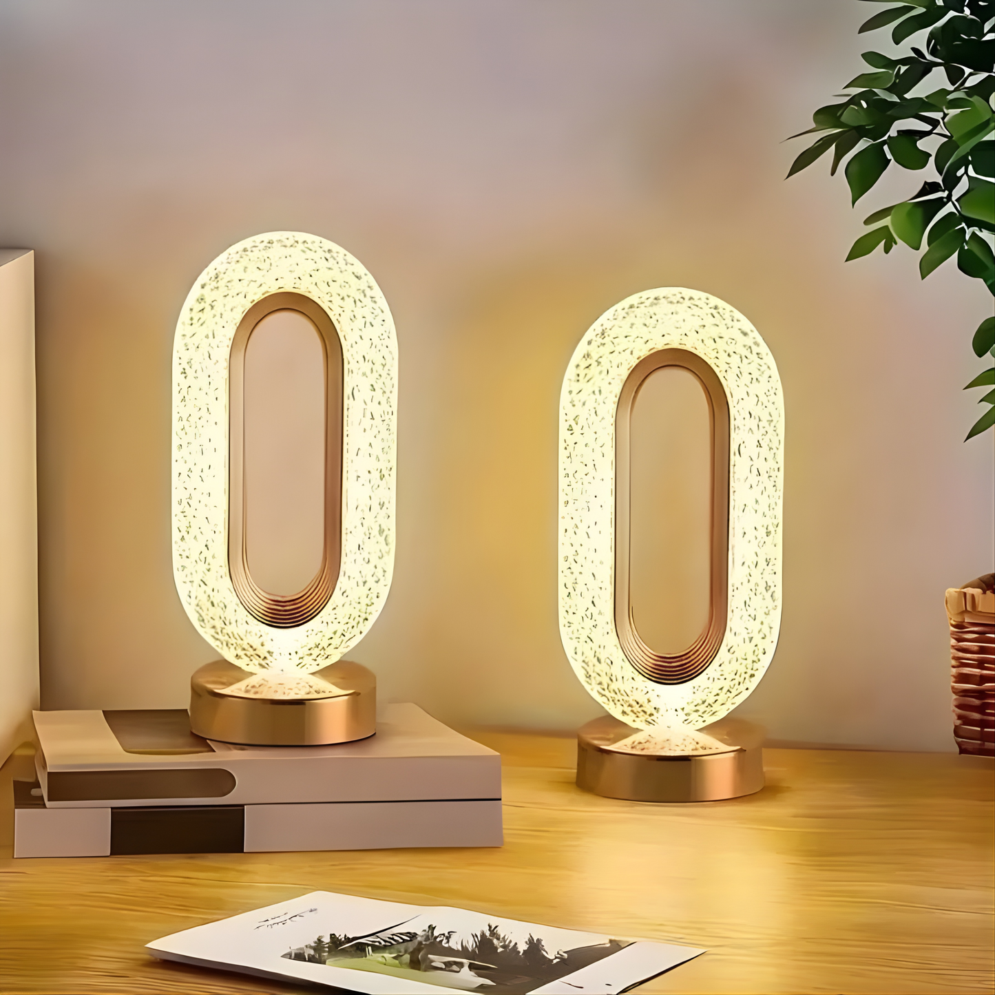 3D Oval Crystal Table Lamp Office USB Charging Night Light for Bedroom Living Room Party Decoration Creative Lamp