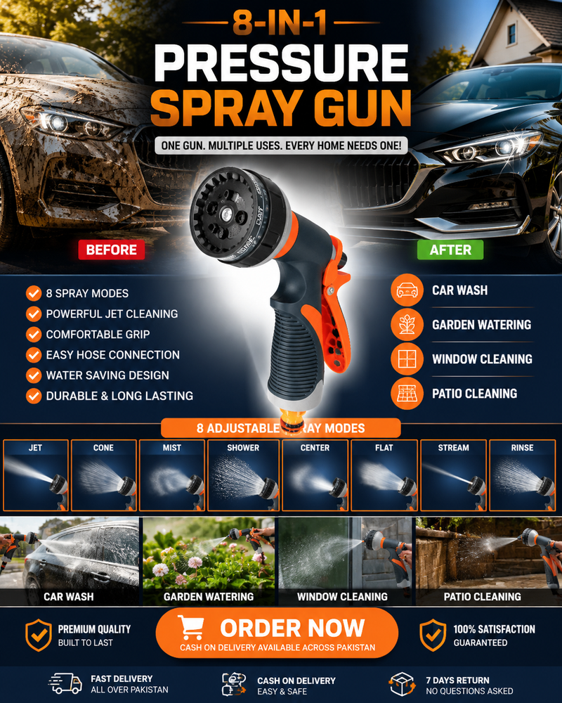 8-in-1 Pressure Water Spray Gun