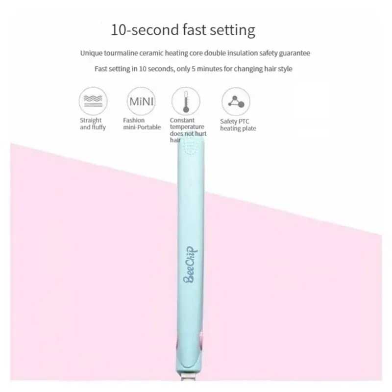 Mini Hair Straightener Clipboard Small Power Plug Curling Hair Straight Hair Girls Air Bangs Portable Hair Straightener