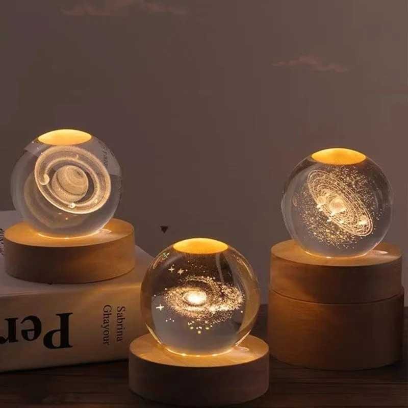 Saturn’s Glow – 3D Crystal Galaxy Lamp