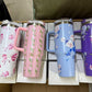 Stainless Steel Flower Design Tumbler – Vacuum Insulated Car Mug with Lid